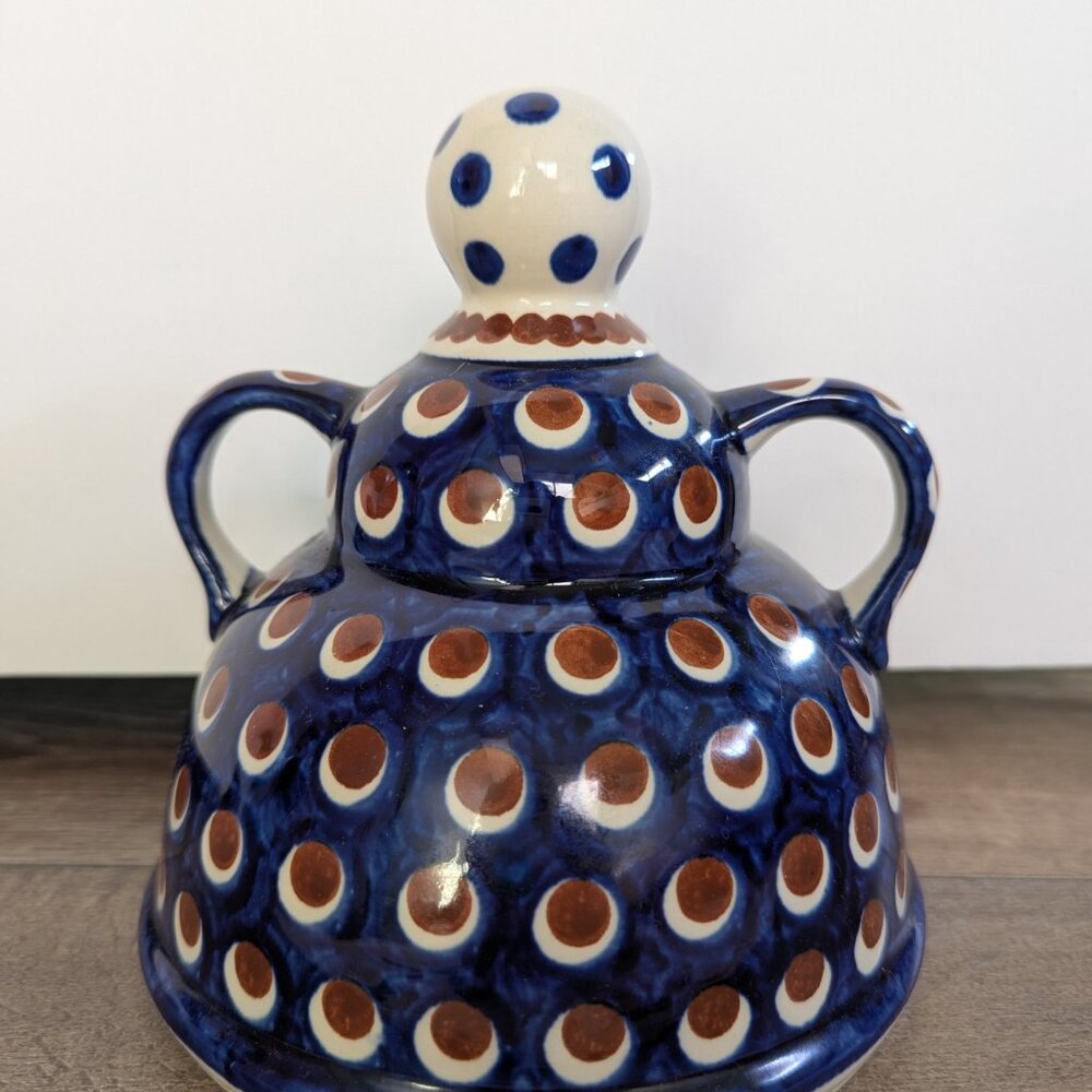 Boleslawiec Polish Pottery Dome Cheese Keeper Lady Figurine European Art - Picture 2 of 4